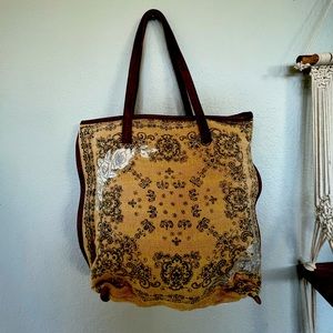 Free People Beige embroidered tote bag